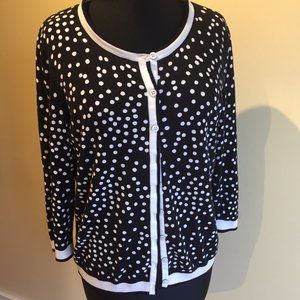TALBOTS cotton/rayon polka dot cardi